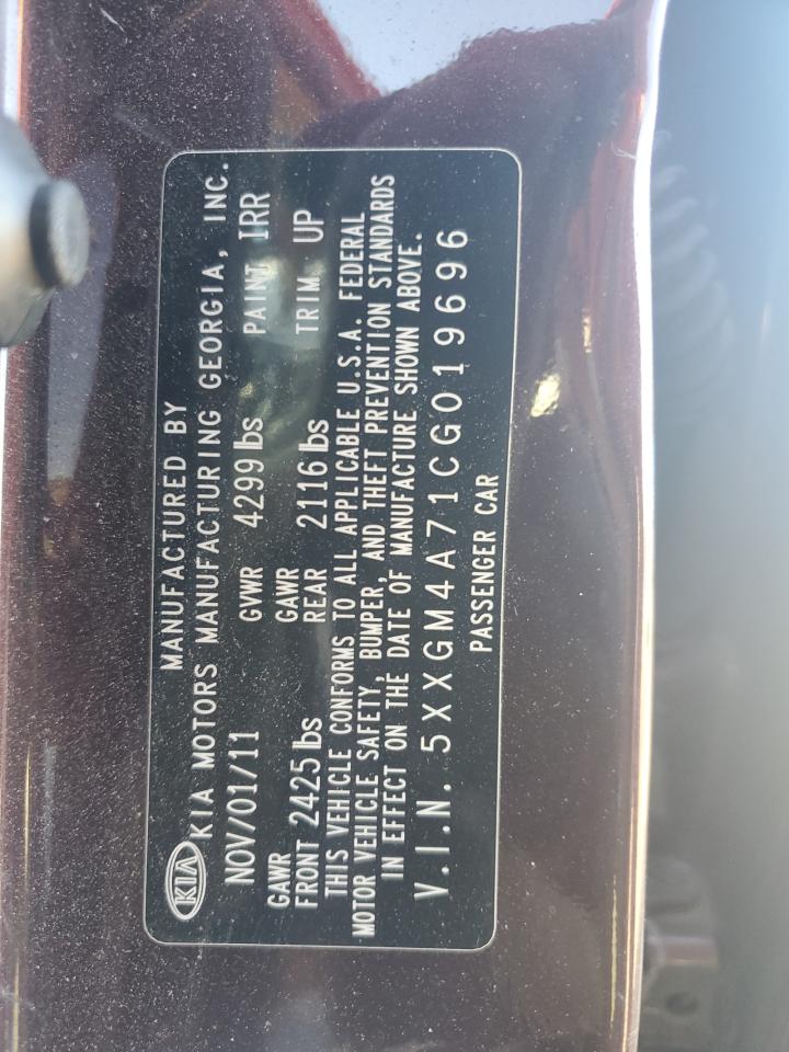 2012 Kia Optima Lx VIN: 5XXGM4A71CG019696 Lot: 85168945