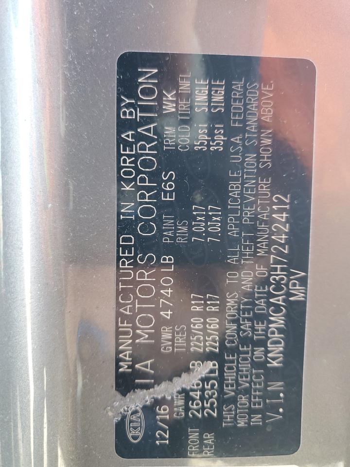 2017 Kia Sportage Lx VIN: KNDPMCAC3H7242412 Lot: 81990225