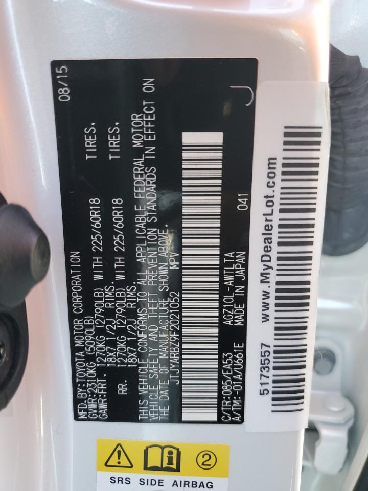 2015 Lexus Nx 200T VIN: JTJYARBZ9F2021052 Lot: 87057225