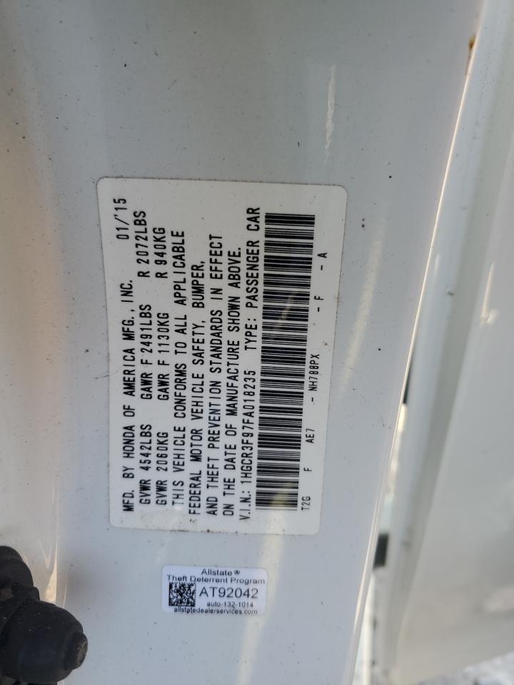 2015 Honda Accord Touring VIN: 1HGCR3F97FA018235 Lot: 86646565