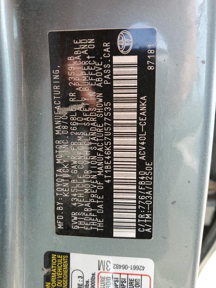 2007 Toyota Camry Ce VIN: 4T1BE46K57U577535 Lot: 83959715