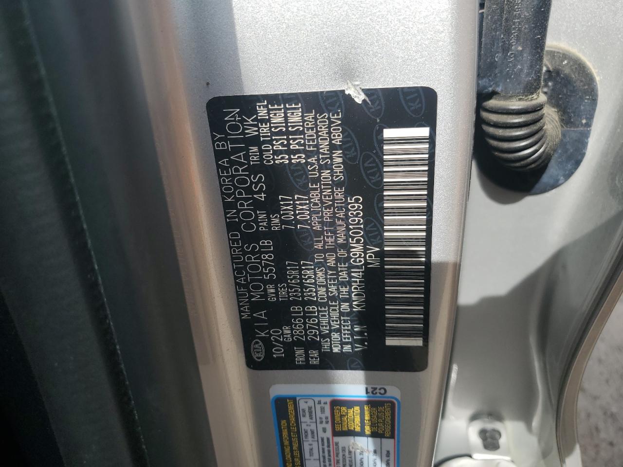 2021 Kia Sorento Ex VIN: KNDRH4LG9M5019395 Lot: 85649055