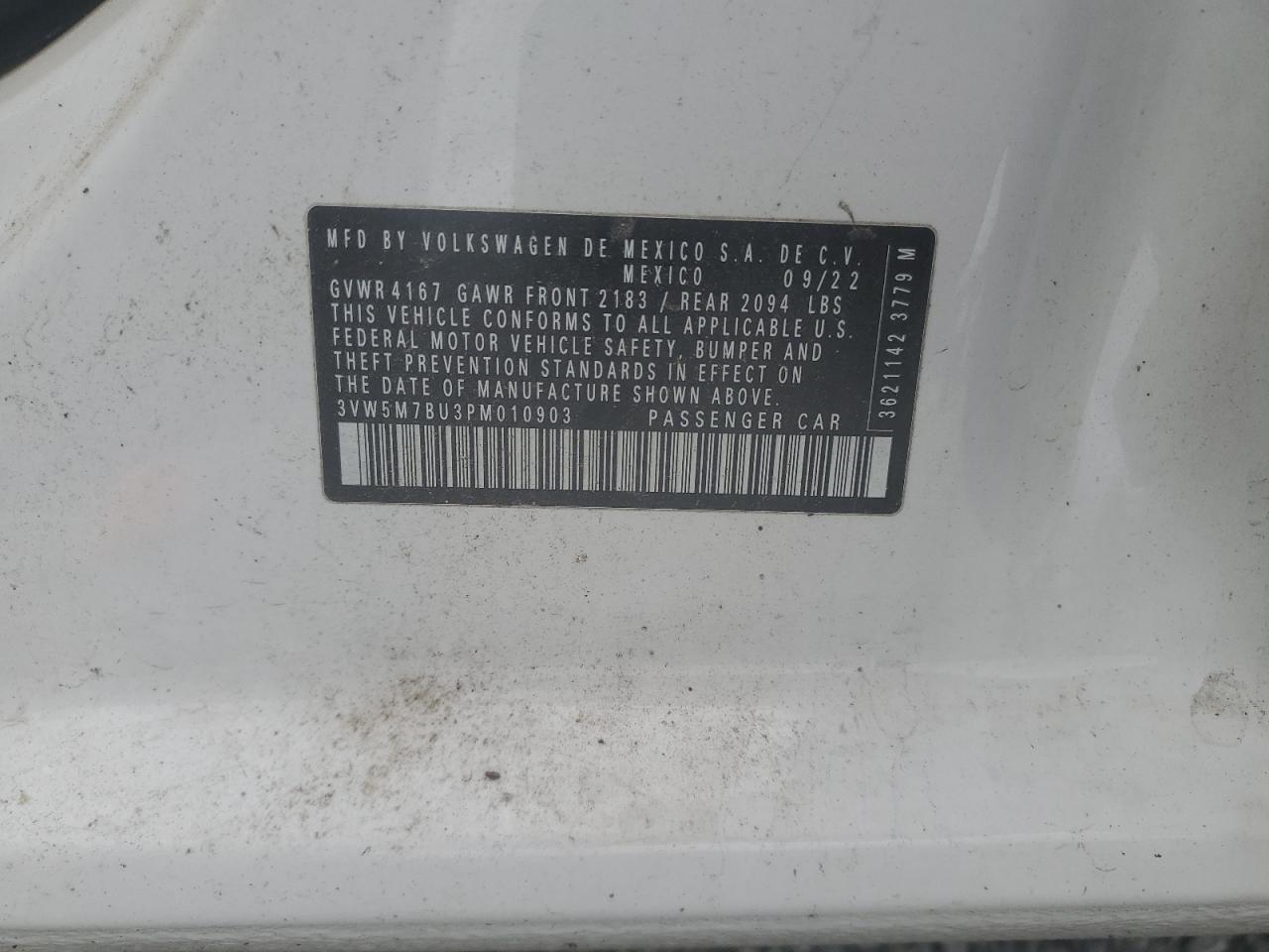 2023 Volkswagen Jetta S VIN: 3VW5M7BU3PM010903 Lot: 86187915