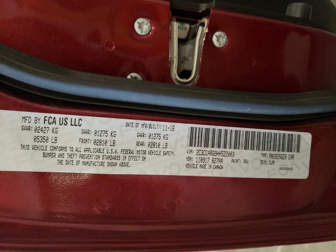 2017 Chrysler 300 Limited VIN: 2C3CCARG9HH522003 Lot: 82187345