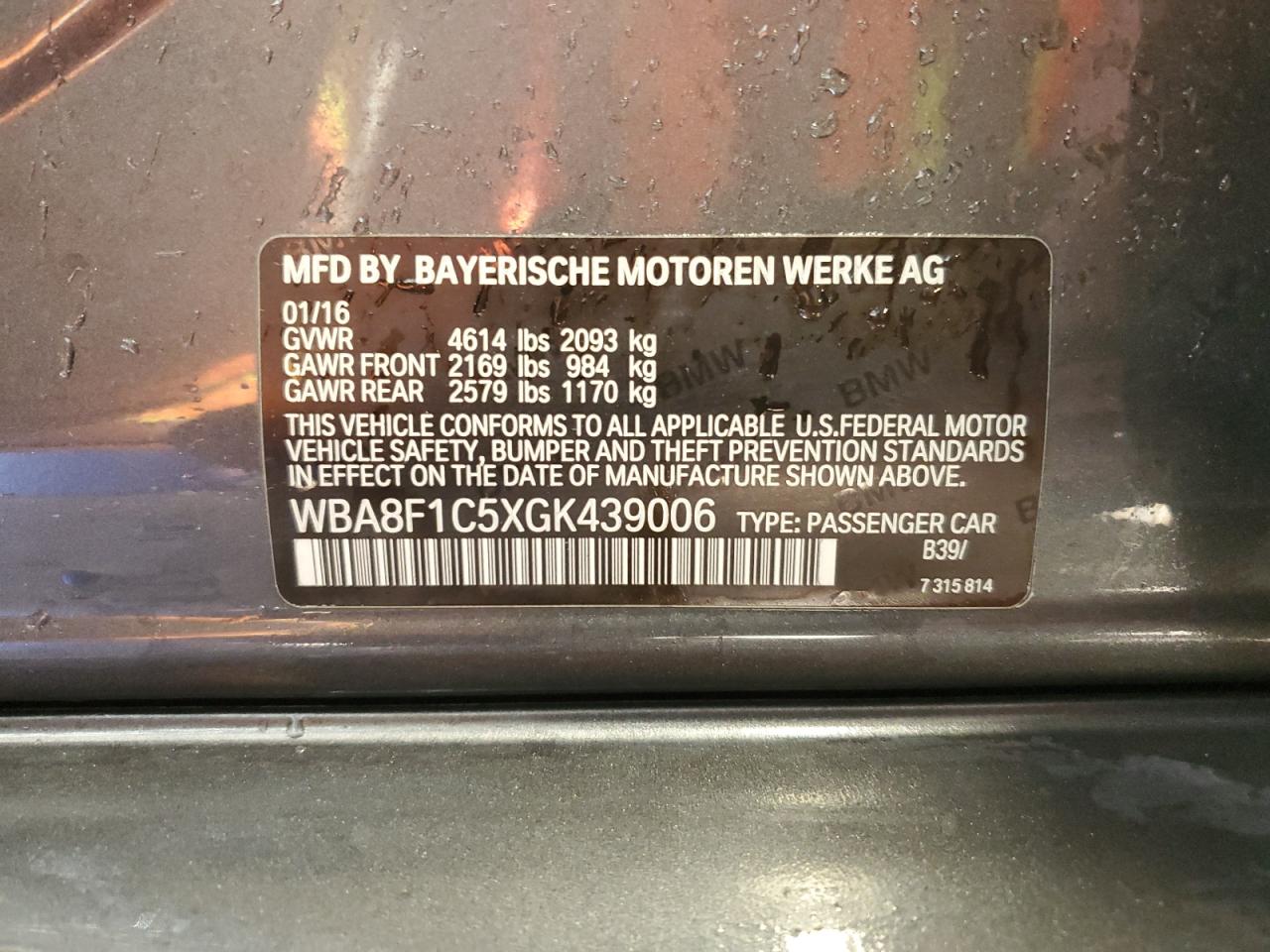 2016 BMW 328 D xDrive VIN: WBA8F1C5XGK439006 Lot: 84898175