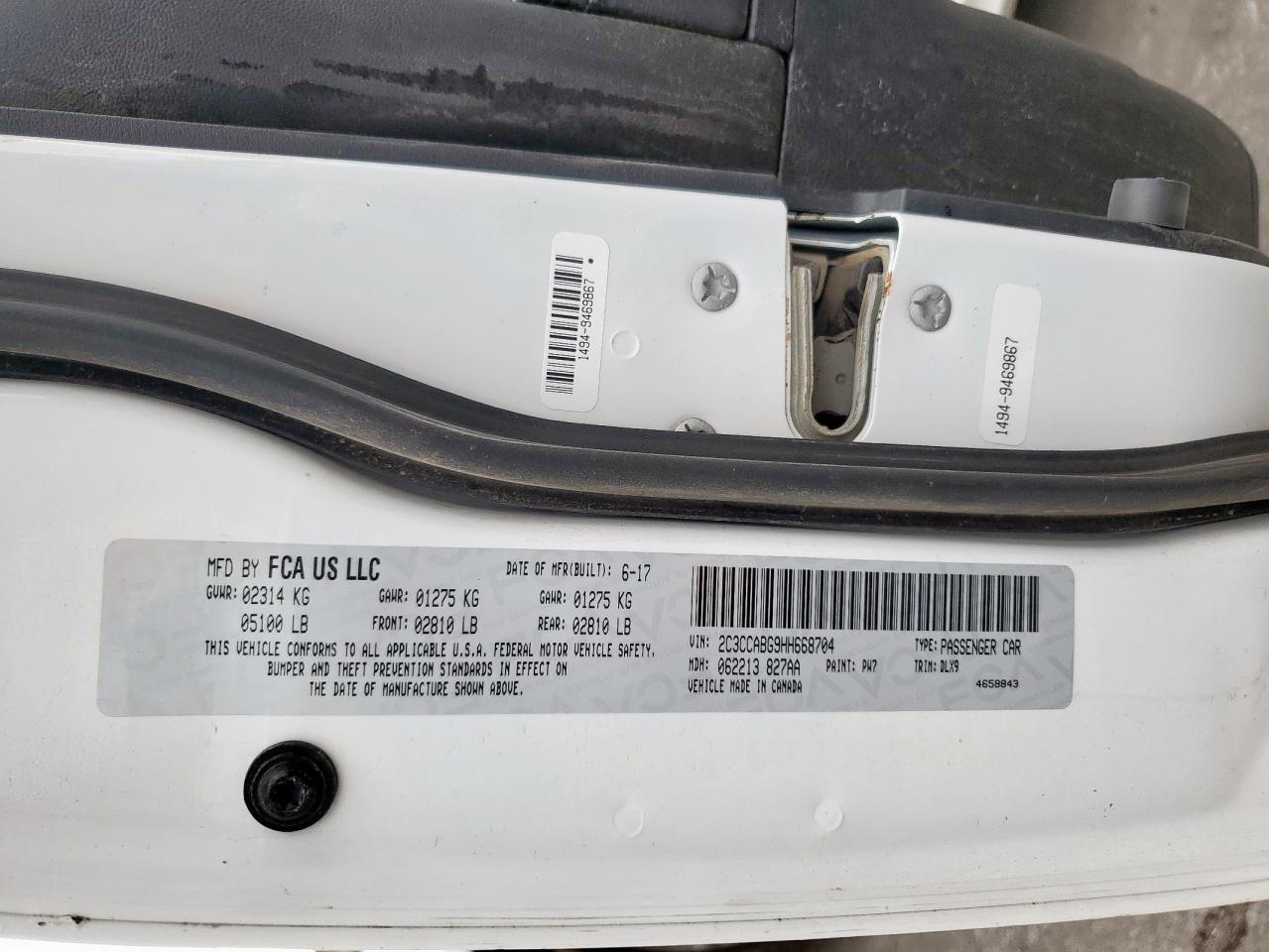 2017 Chrysler 300 S VIN: 2C3CCABG9HH668704 Lot: 85150345