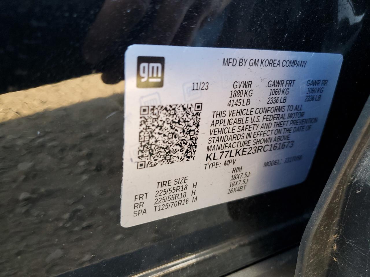 2024 Chevrolet Trax Activ VIN: KL77LKE23RC161673 Lot: 90689725