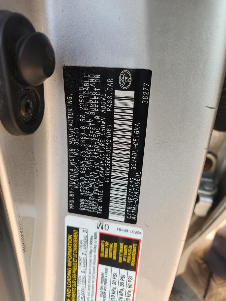 2011 Toyota Camry Se VIN: 4T1BK3EK5BU121063 Lot: 82224935