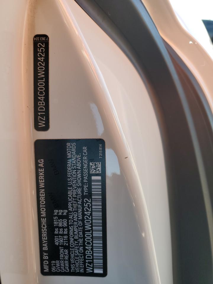 2020 Toyota Supra Base VIN: WZ1DB4C00LW024252 Lot: 85534705