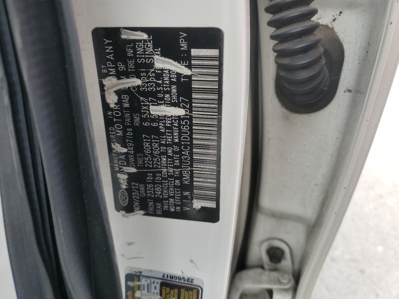 2013 Hyundai Tucson Gls VIN: KM8JU3AC1DU651327 Lot: 89690855