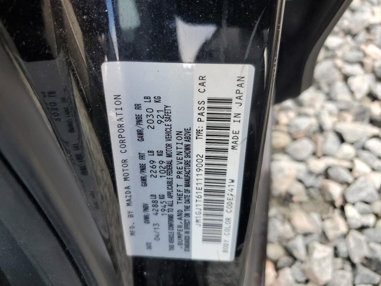 2014 Mazda 6 Touring VIN: JM1GJ1T61E1119002 Lot: 84865295