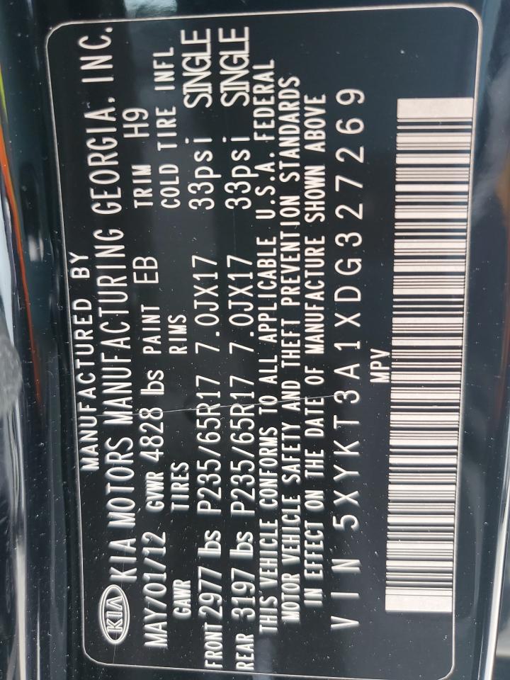 2013 Kia Sorento Lx VIN: 5XYKT3A1XDG327269 Lot: 89486675