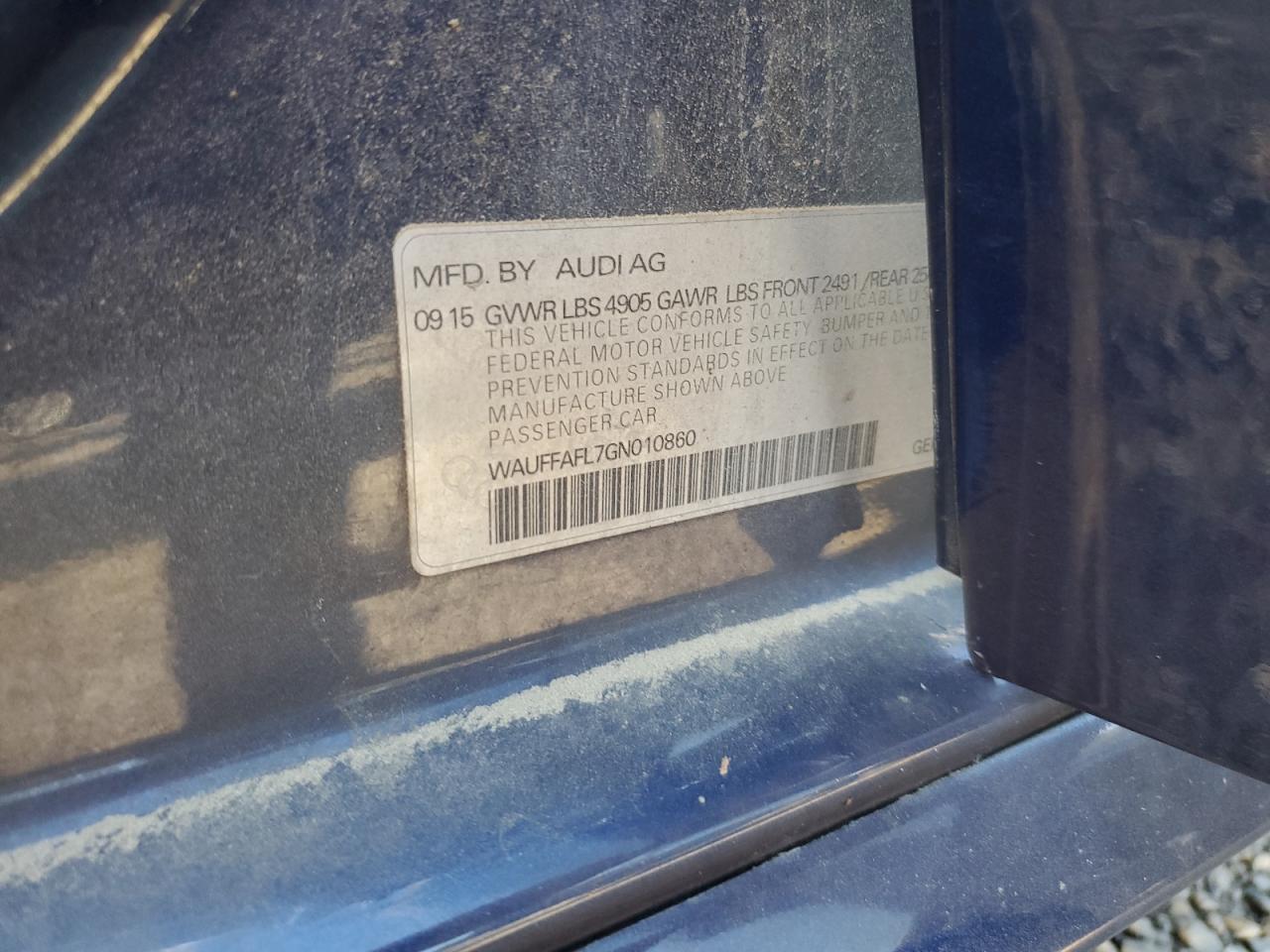 2016 Audi A4 Premium Plus S-Line VIN: WAUFFAFL7GN010860 Lot: 85122545