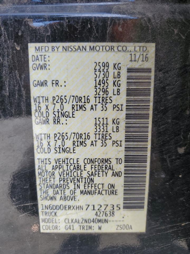 2017 Nissan Frontier S VIN: 1N6DD0ERXHN712735 Lot: 90341625