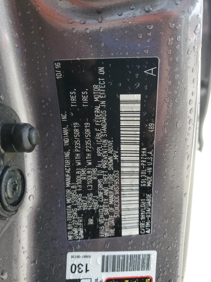 2017 Toyota Sienna Se VIN: 5TDXZ3DC1HS795353 Lot: 81831525