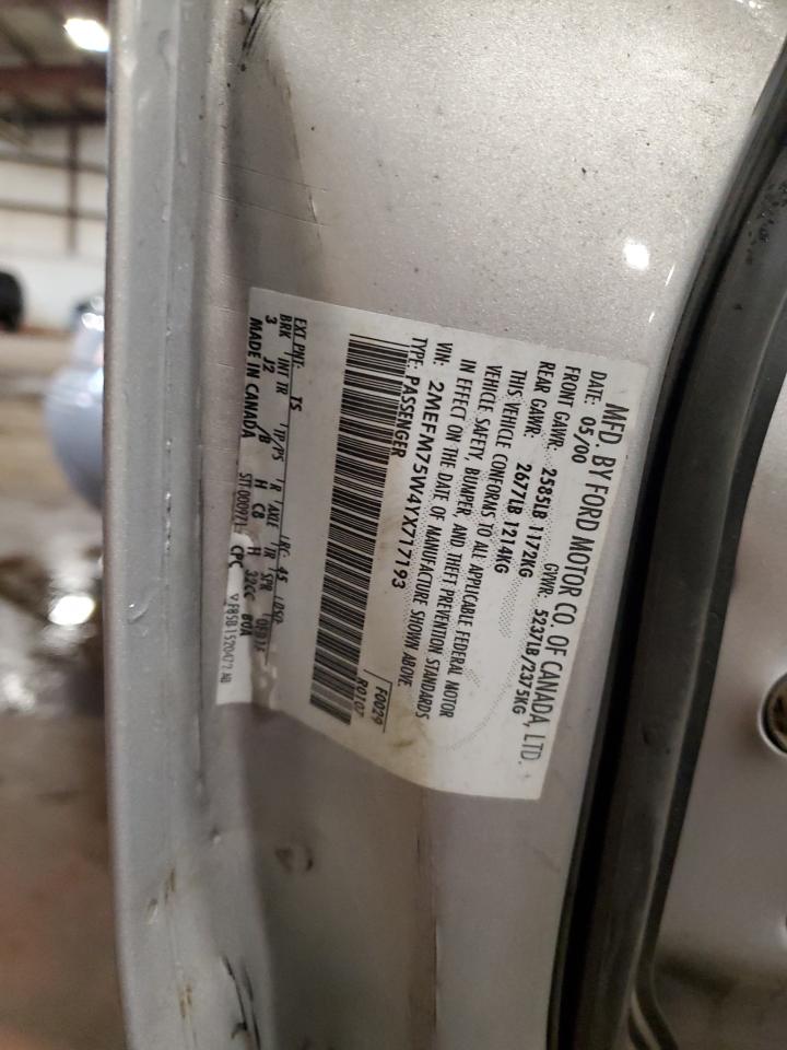 2000 Mercury Grand Marquis Ls VIN: 2MEFM75W4YX717193 Lot: 86705965