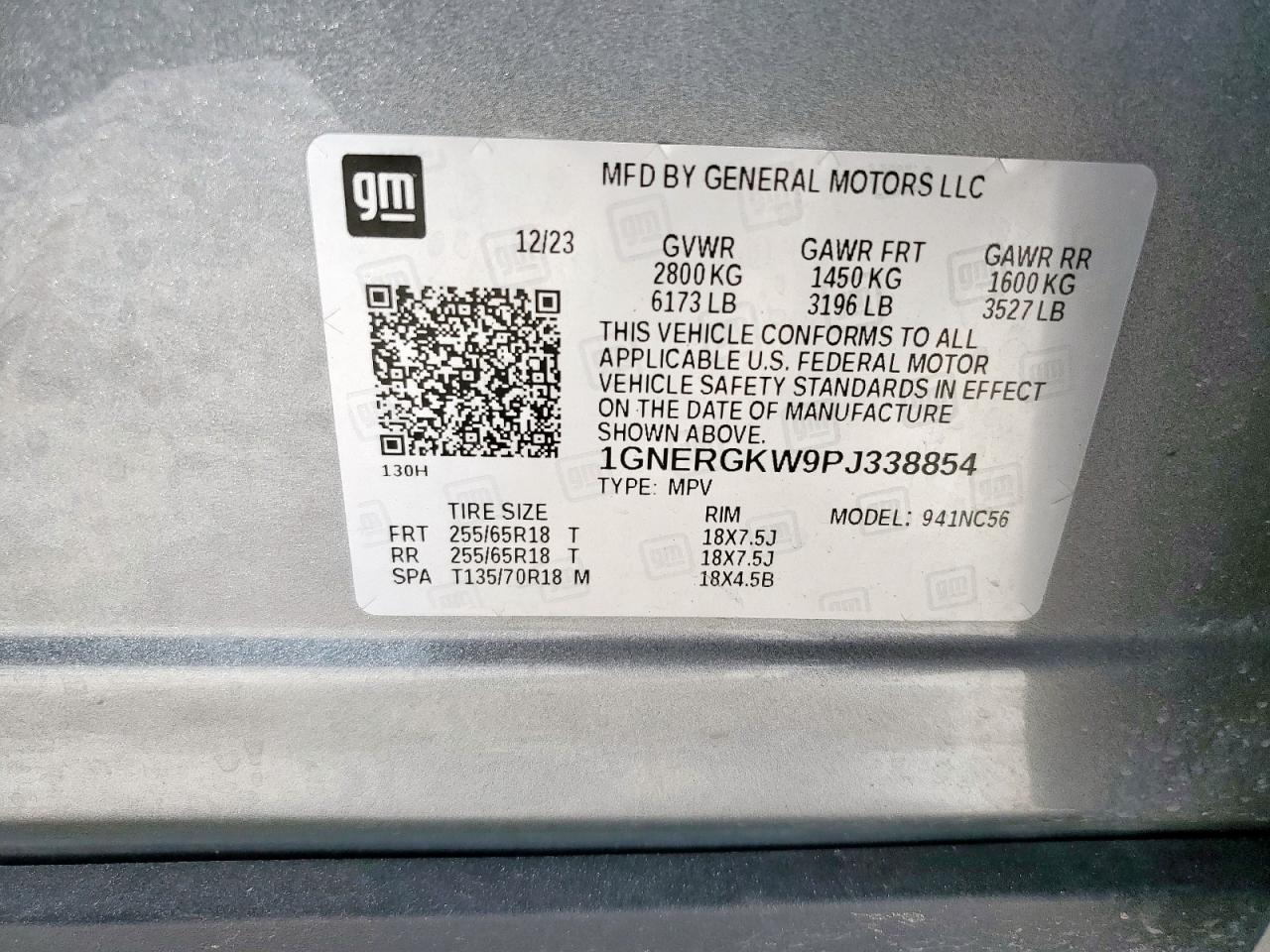 2023 Chevrolet Traverse Lt VIN: 1GNERGKW9PJ338854 Lot: 82292705