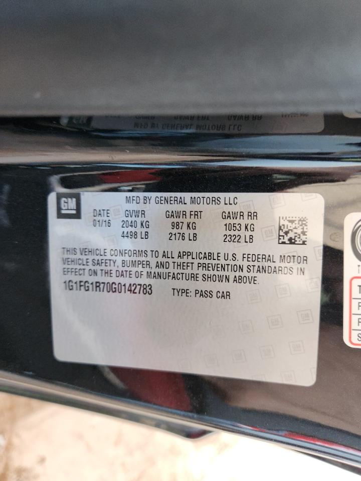 2016 Chevrolet Camaro Ss VIN: 1G1FG1R70G0142783 Lot: 85525855