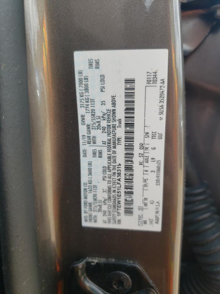 2020 Ford F150 Supercrew VIN: 1FTEW1E51LFA38319 Lot: 85688875