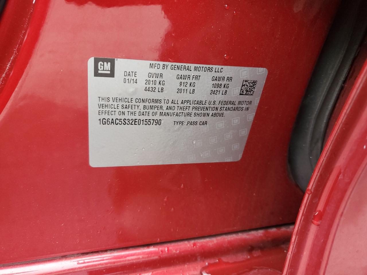 2014 Cadillac Ats Performance VIN: 1G6AC5S32E0155790 Lot: 89690995