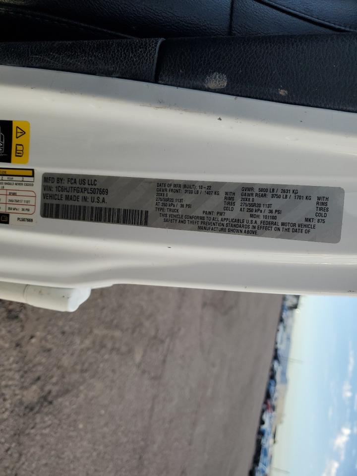 2023 Jeep Gladiator Overland VIN: 1C6HJTFGXPL507669 Lot: 85600995