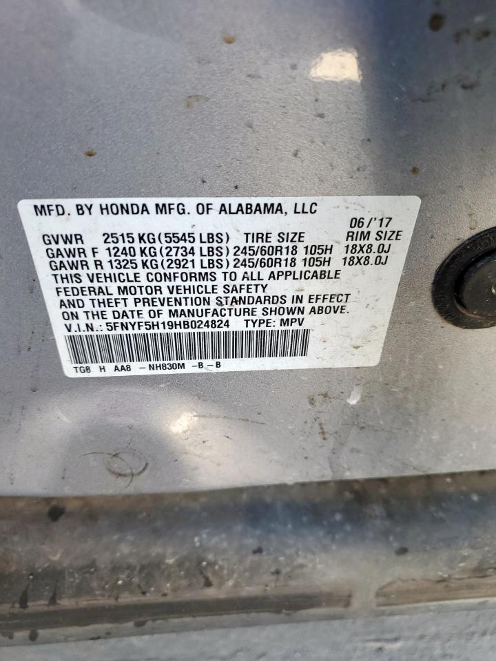 2017 Honda Pilot Lx VIN: 5FNYF5H19HB024824 Lot: 82374845