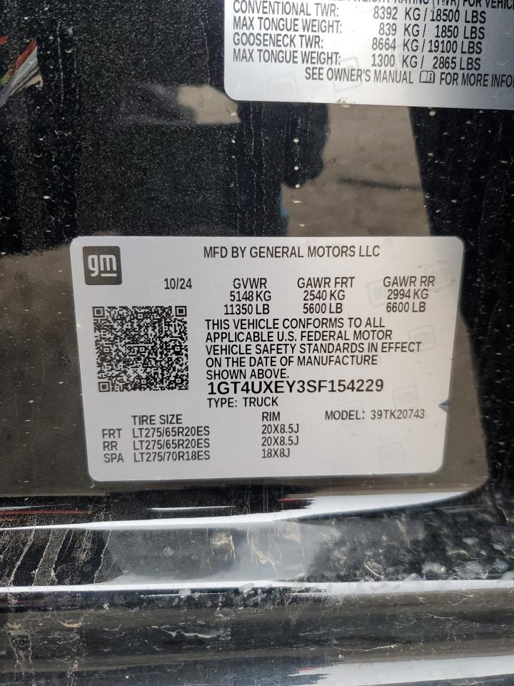 2025 GMC Sierra K2500 Denali Ultimate VIN: 1GT4UXEY3SF154229 Lot: 90362225