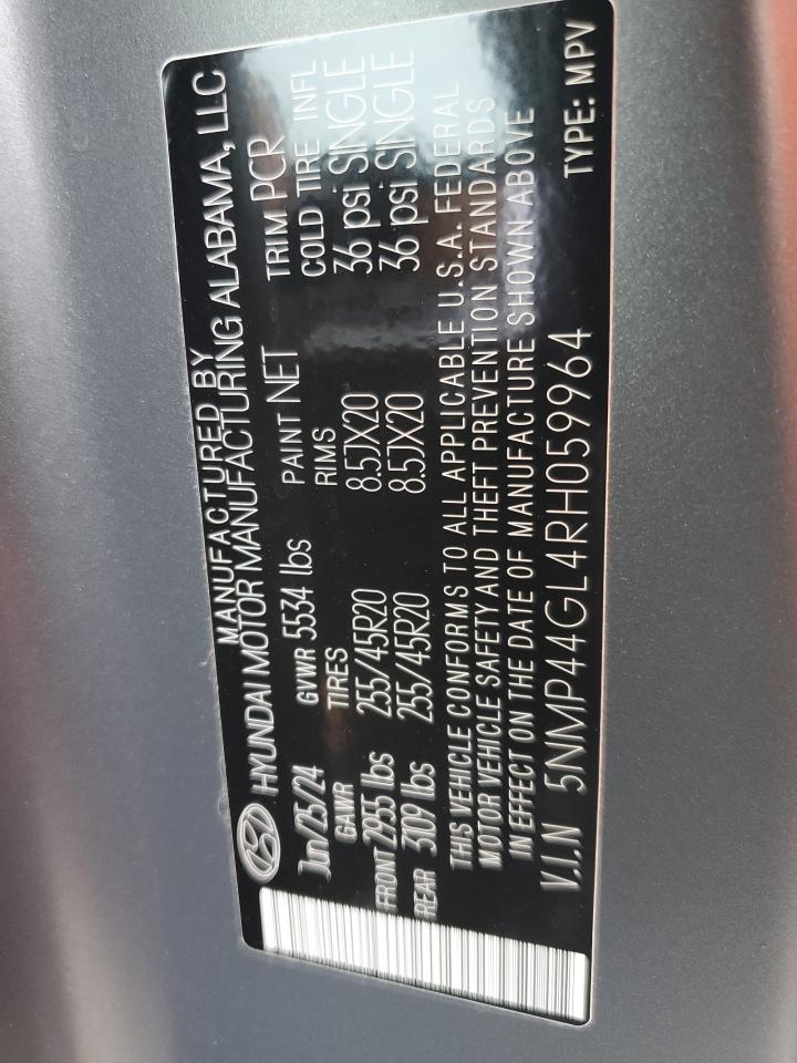 2024 Hyundai Santa Fe Limited VIN: 5NMP44GL4RH059964 Lot: 85295375