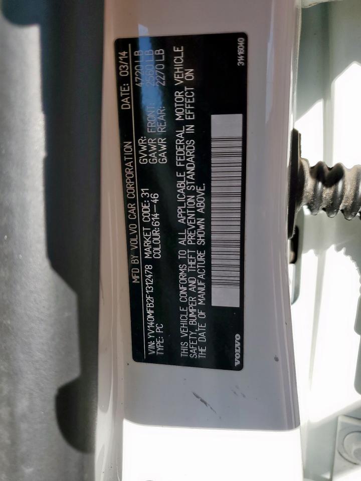 2015 Volvo S60 Premier VIN: YV140MFB2F1312478 Lot: 90942615