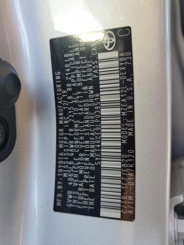 2020 Toyota Corolla Xse VIN: 5YFT4RCE9LP039516 Lot: 85681245