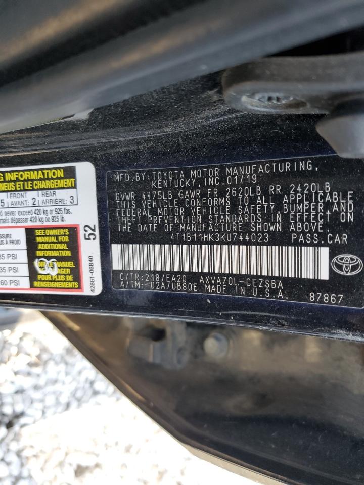 2019 Toyota Camry L VIN: 4T1B11HK3KU744023 Lot: 81992185