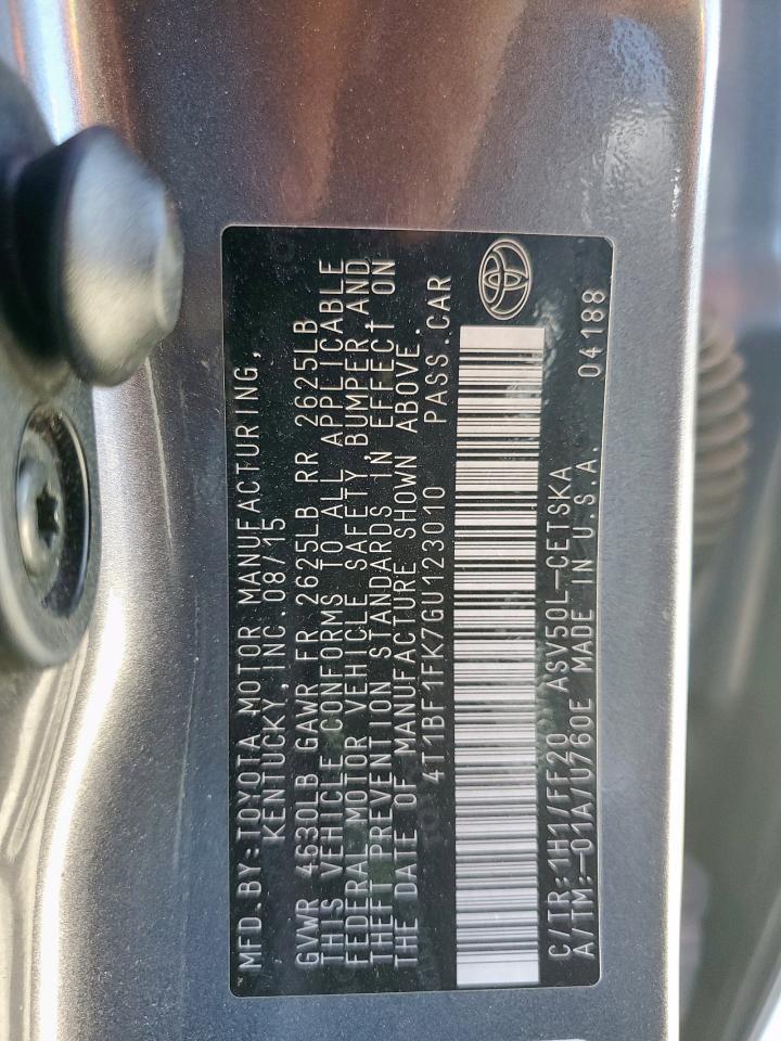 2016 Toyota Camry Le VIN: 4T1BF1FK7GU123010 Lot: 82405705