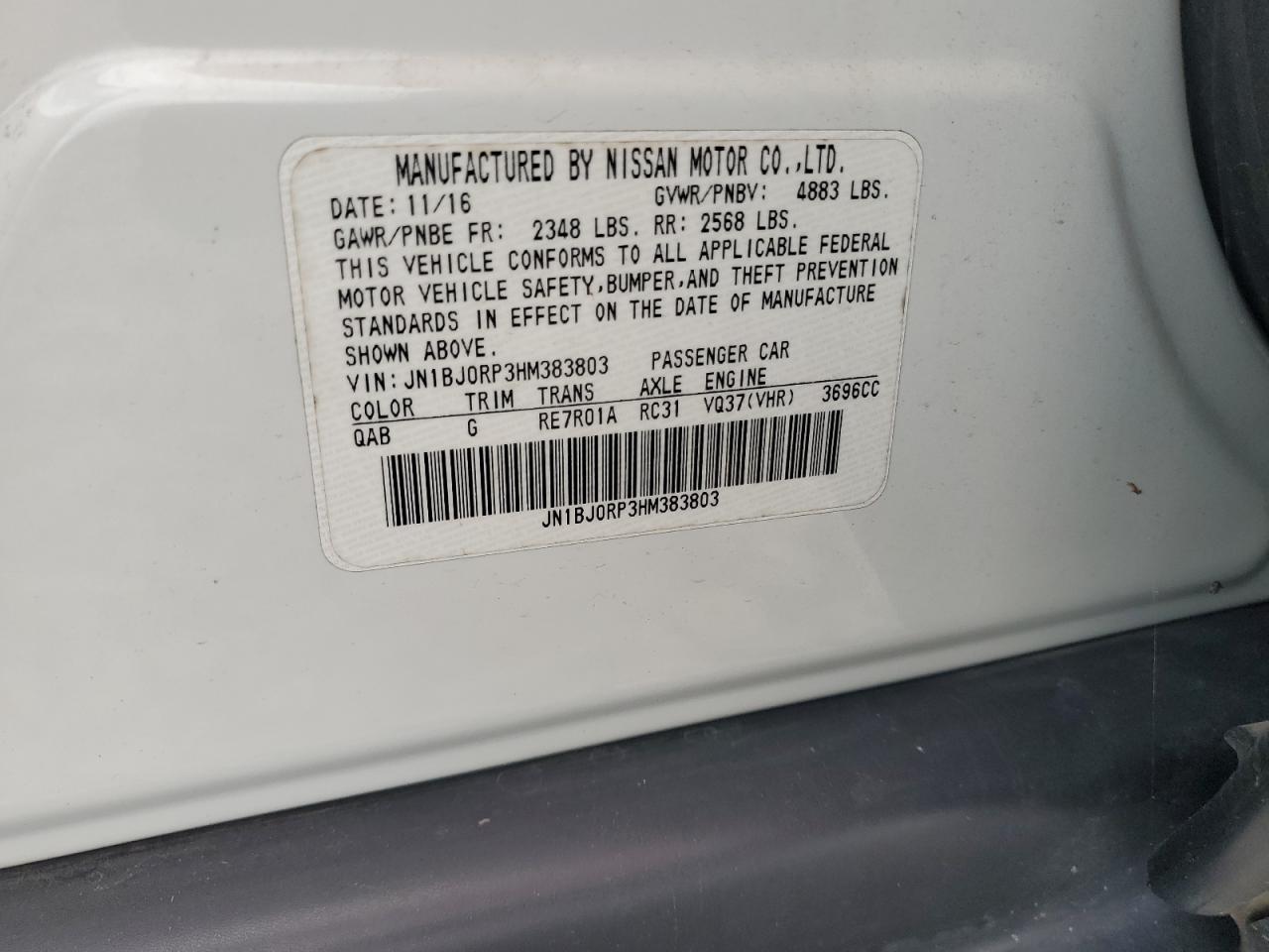 2017 Infiniti Qx50 VIN: JN1BJ0RP3HM383803 Lot: 85653035