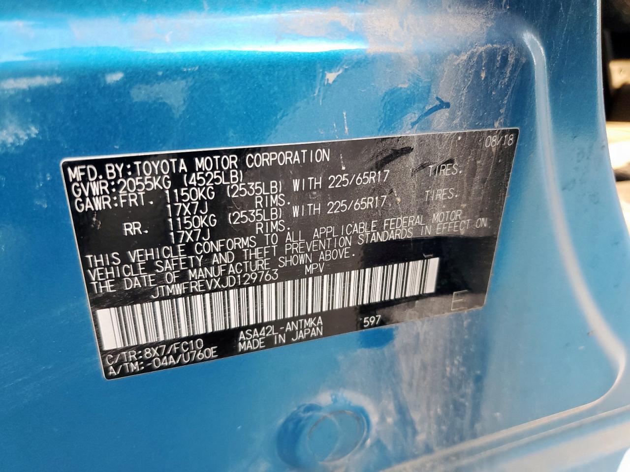 2018 Toyota Rav4 Adventure VIN: JTMWFREVXJD129763 Lot: 82316125