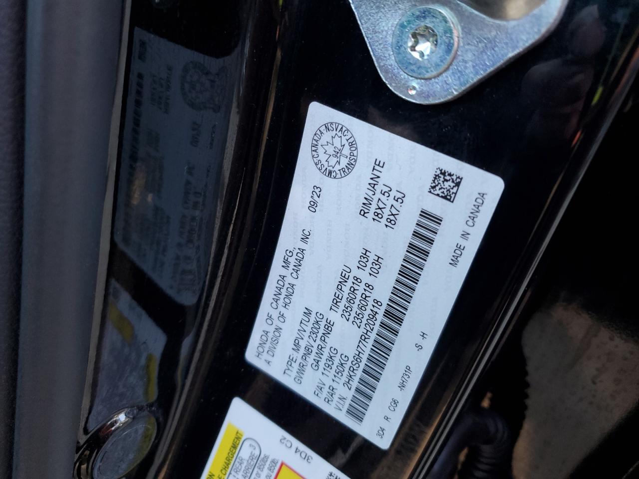 2024 Honda Cr-V Exl VIN: 2HKRS6H77RH209418 Lot: 81547825
