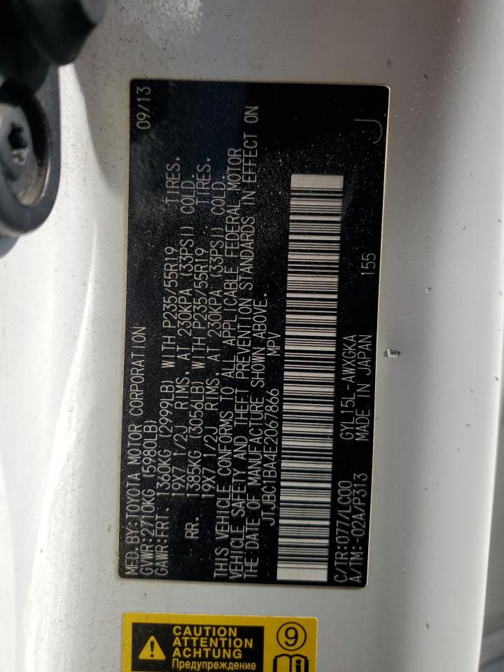 2014 Lexus Rx 450H VIN: JTJBC1BA4E2067866 Lot: 90894905