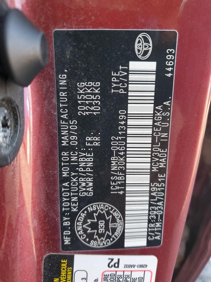 2006 Toyota Camry Le VIN: 4T1BF30K46U113490 Lot: 82197895