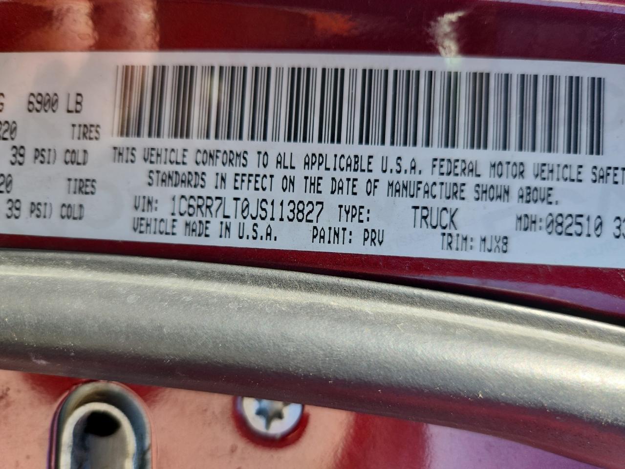 2018 Ram 1500 Slt VIN: 1C6RR7LT0JS113827 Lot: 85530595