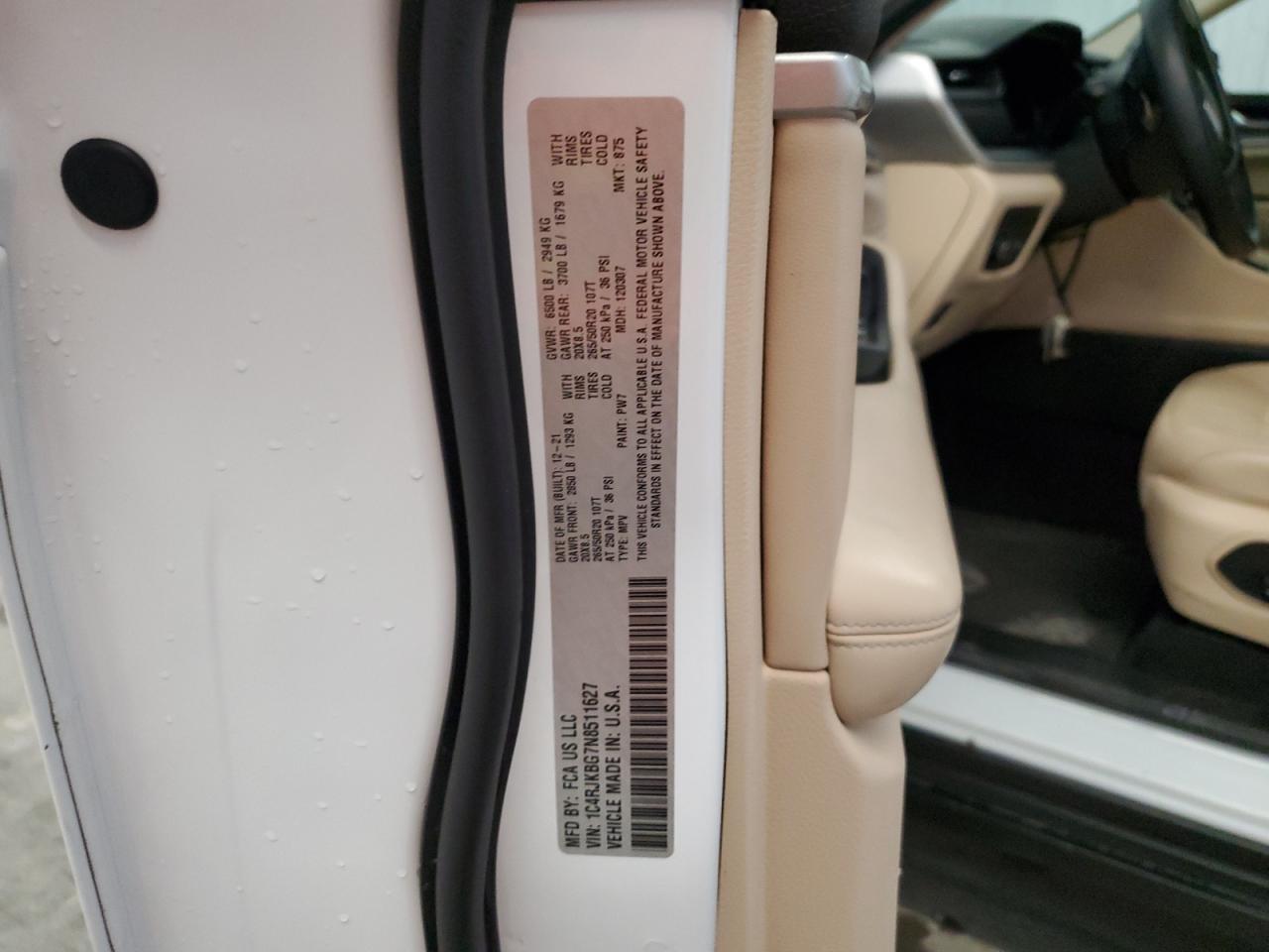 2022 Jeep Grand Cherokee L Limited VIN: 1C4RJKBG7N8511627 Lot: 86990835