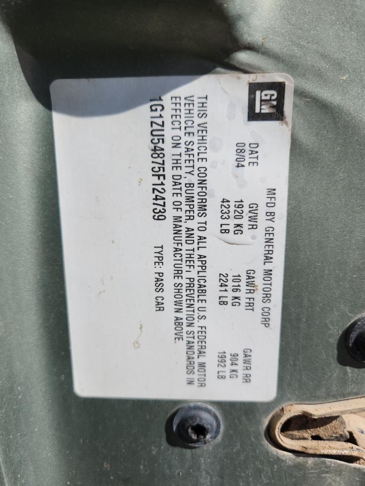 2005 Chevrolet Malibu Lt VIN: 1G1ZU54875F124739 Lot: 89739765