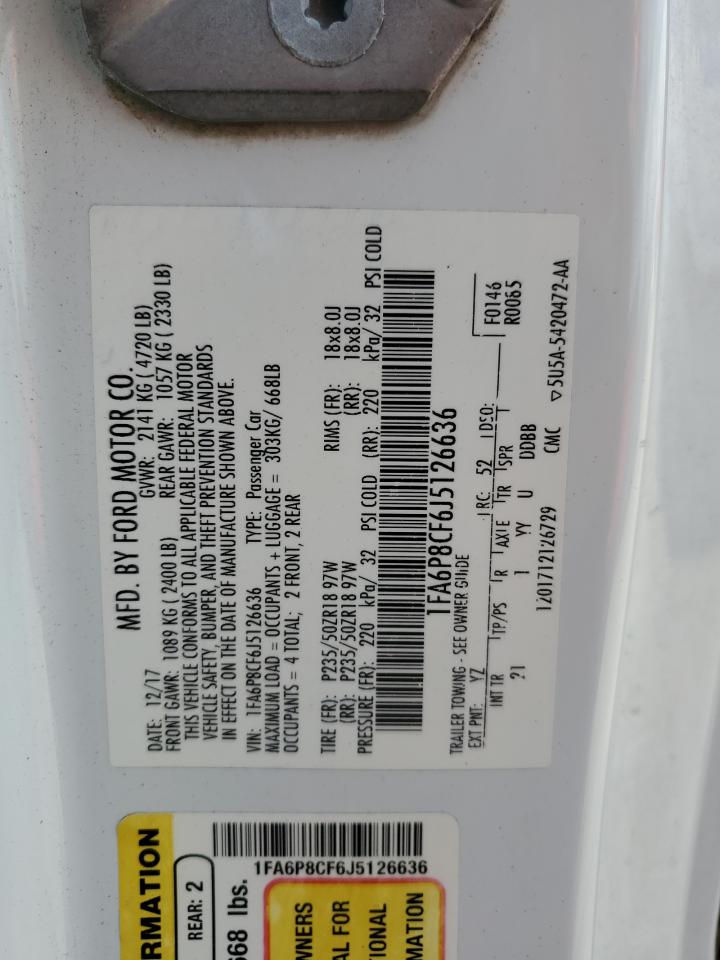 2018 Ford Mustang Gt VIN: 1FA6P8CF6J5126636 Lot: 82240945