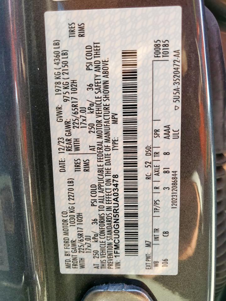 2024 Ford Escape Active VIN: 1FMCU0GN5RUA03478 Lot: 82437805