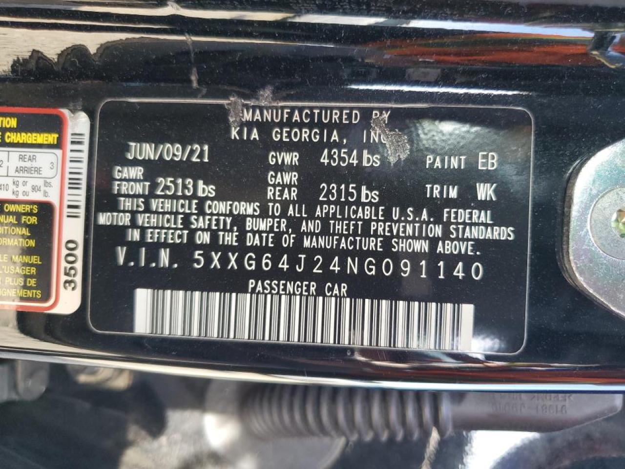 2022 Kia K5 Gt Line VIN: 5XXG64J24NG091140 Lot: 84973365