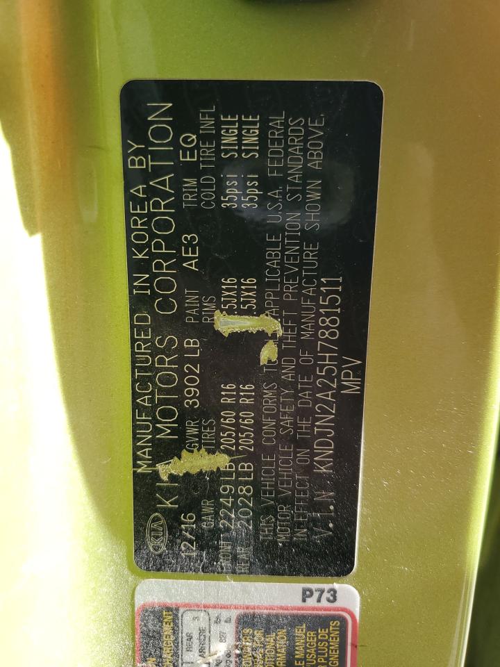 2017 Kia Soul VIN: KNDJN2A25H7881511 Lot: 86165405