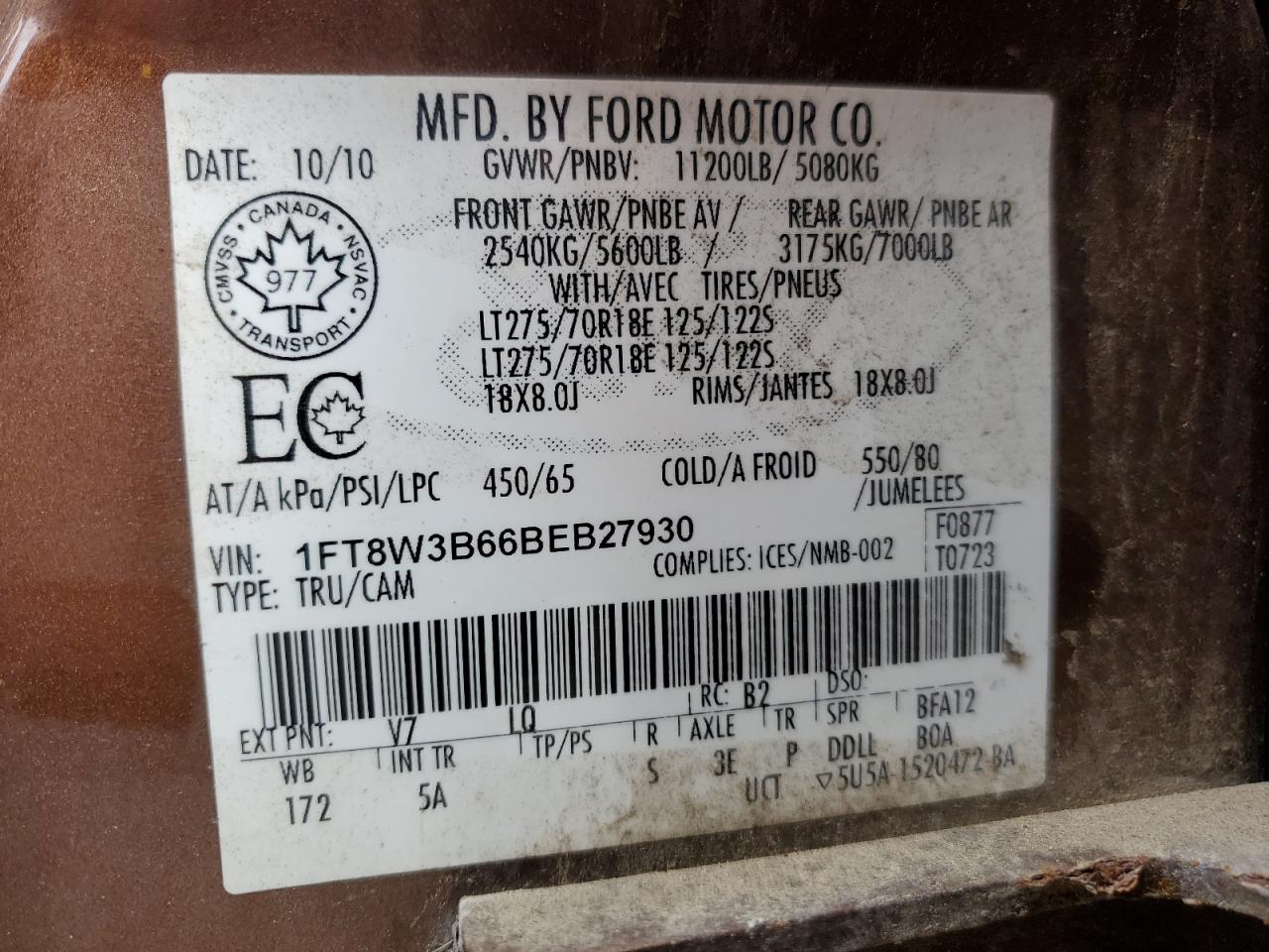 2011 Ford F350 Super Duty VIN: 1FT8W3B66BEB27930 Lot: 81512605