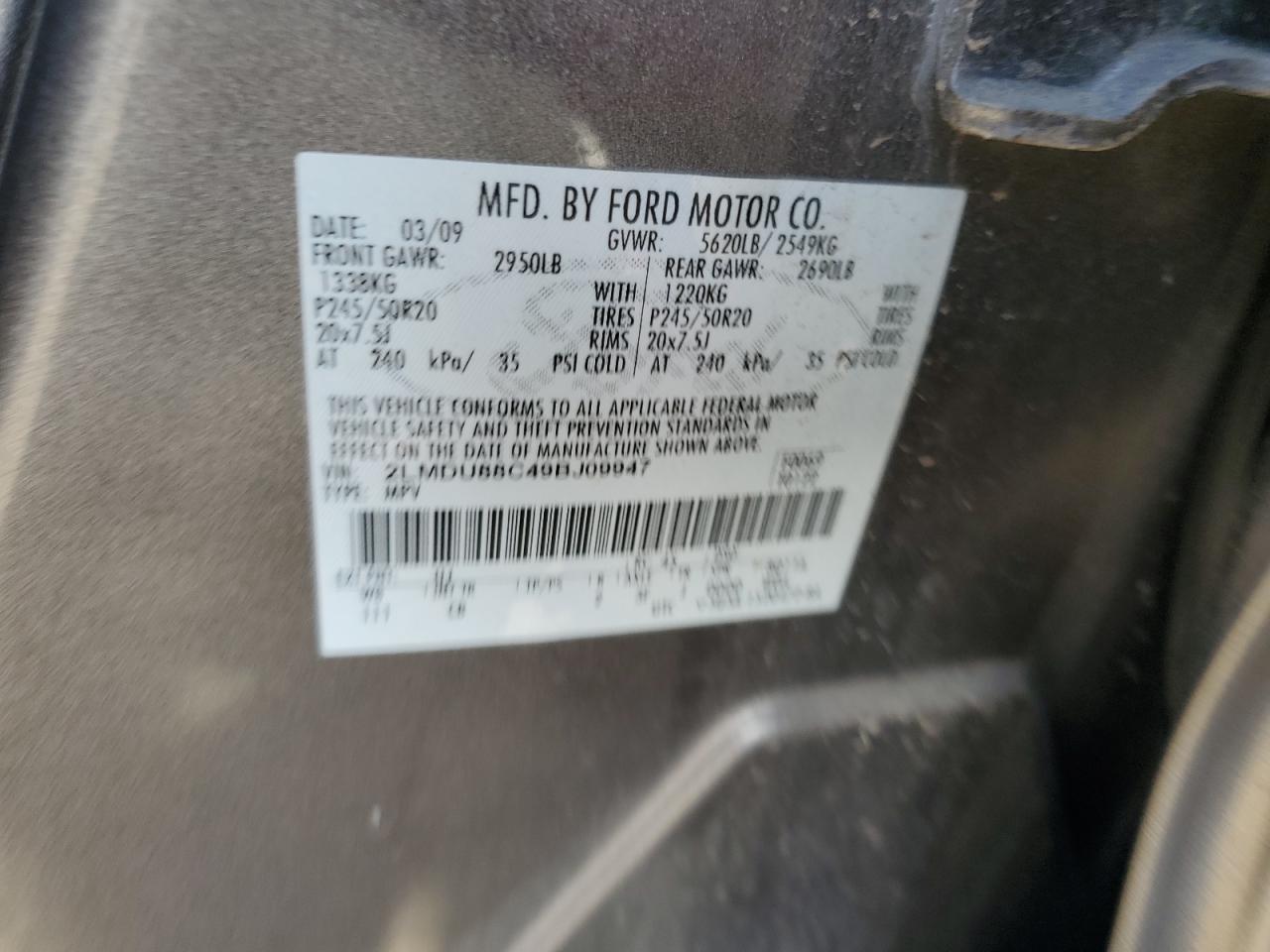 2020 Lincoln Mkx VIN: 2LMDU88C49BJ09947 Lot: 81945685