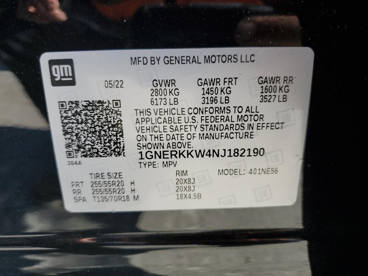 2022 Chevrolet Traverse Premier VIN: 1GNERKKW4NJ182190 Lot: 90828615