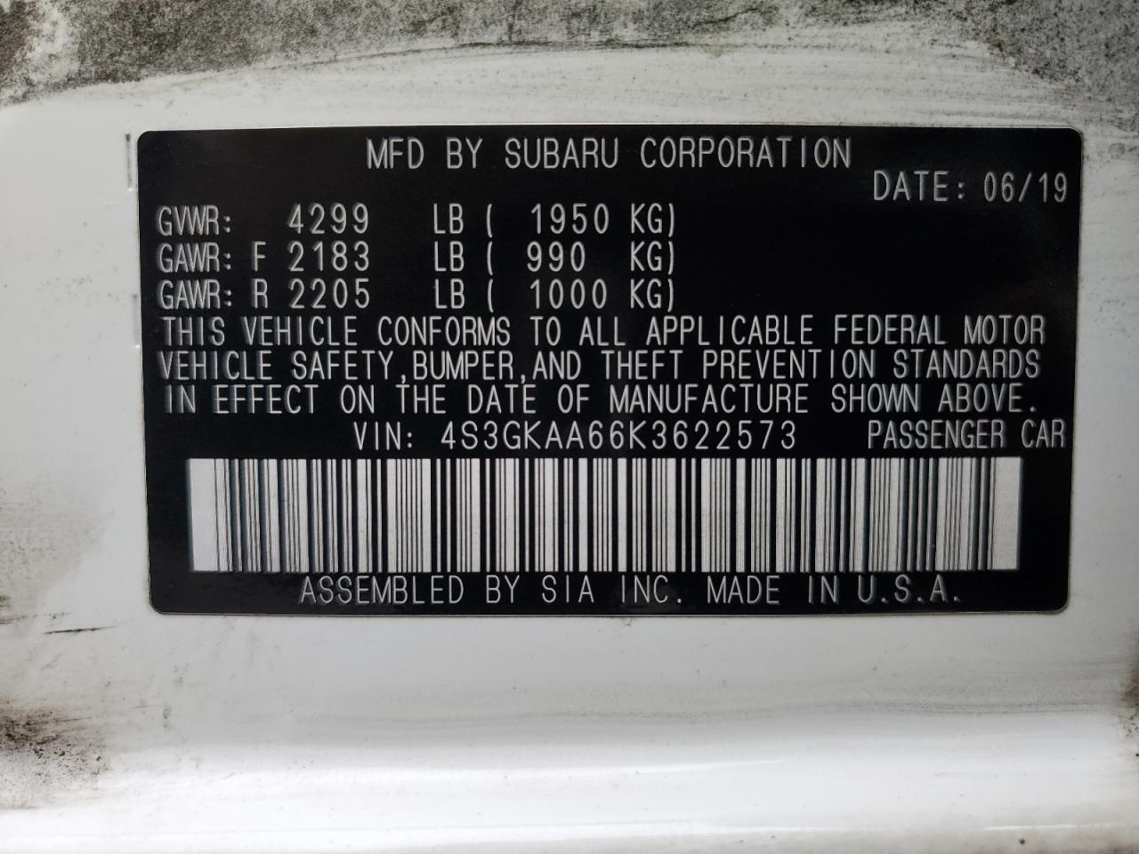 2019 Subaru Impreza VIN: 4S3GKAA66K3622573 Lot: 82002165