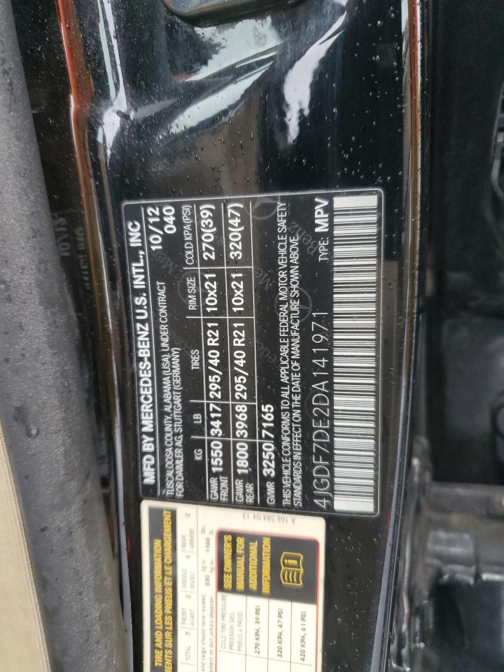 2013 Mercedes-Benz Gl 550 4Matic VIN: 4JGDF7DE2DA141971 Lot: 82468665