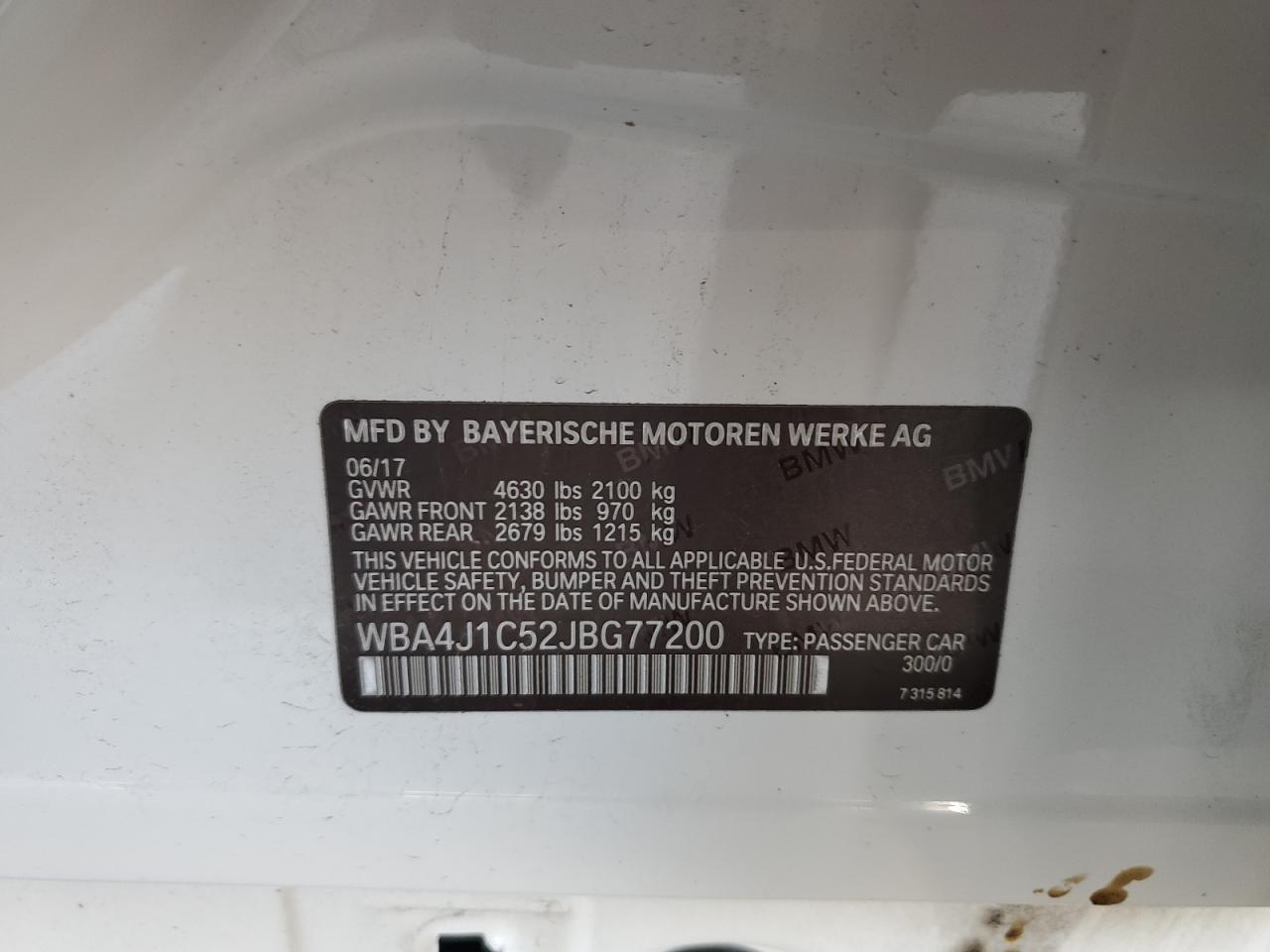 2018 BMW 430I Gran Coupe VIN: WBA4J1C52JBG77200 Lot: 82639155